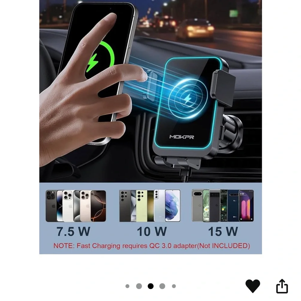 MOKPR #JR ZS219 Black Air Vent Electronic Car Phone Holder and Charger.